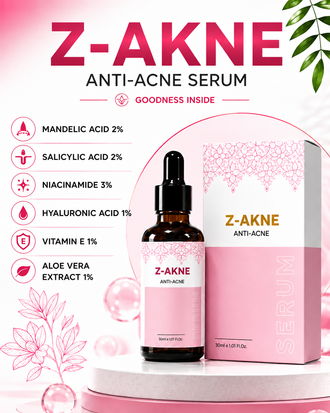 Z-AKNE Anti Acne Serum | For Pimples, Oily & Acne-Prone Skin